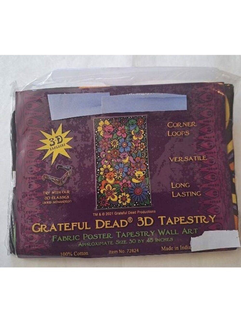 New Colorful Flowers Mini Grateful Dead Dancing Bears Tapestry Hippie Dorm Decor - Picture 3 of 3